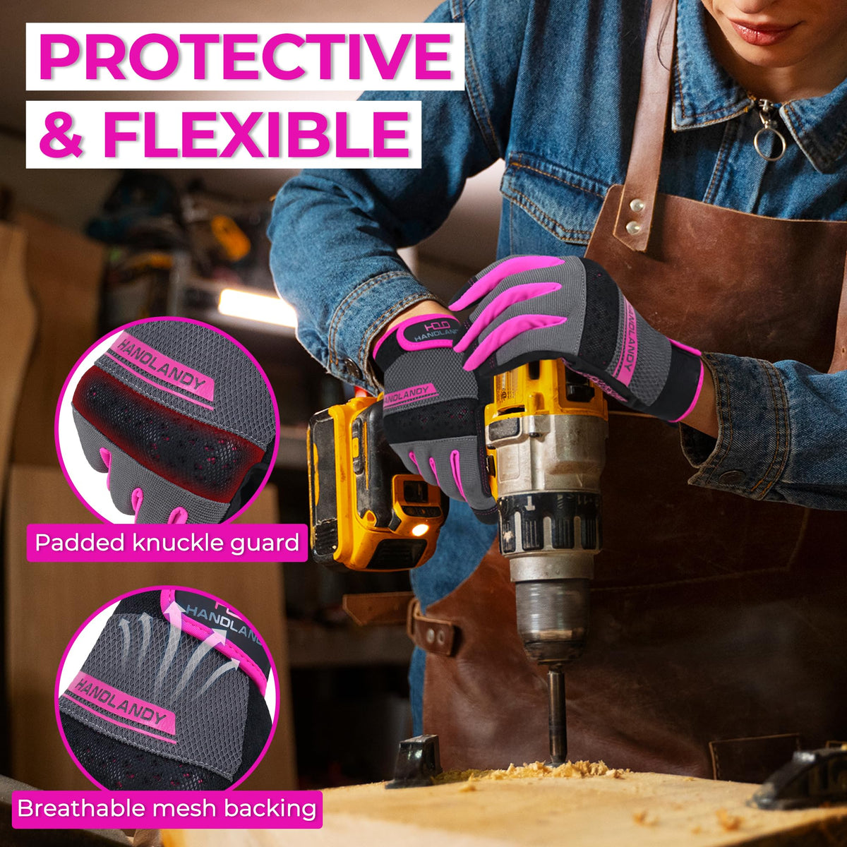 HANDLANDY gloves with neoprene cuff for easy-on-off wearing.