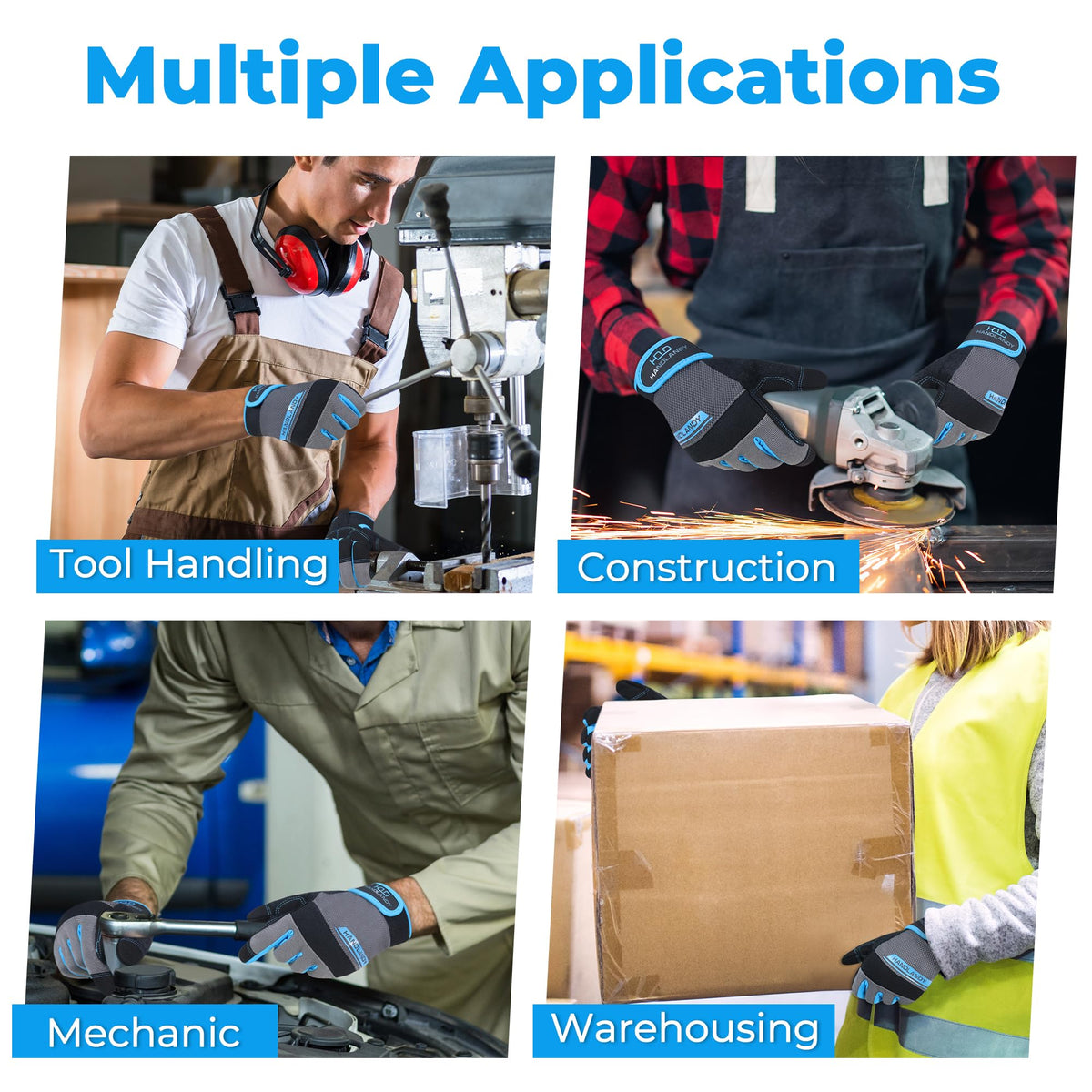 Handlandy gloves provide easy-on-off design for quick setup.
