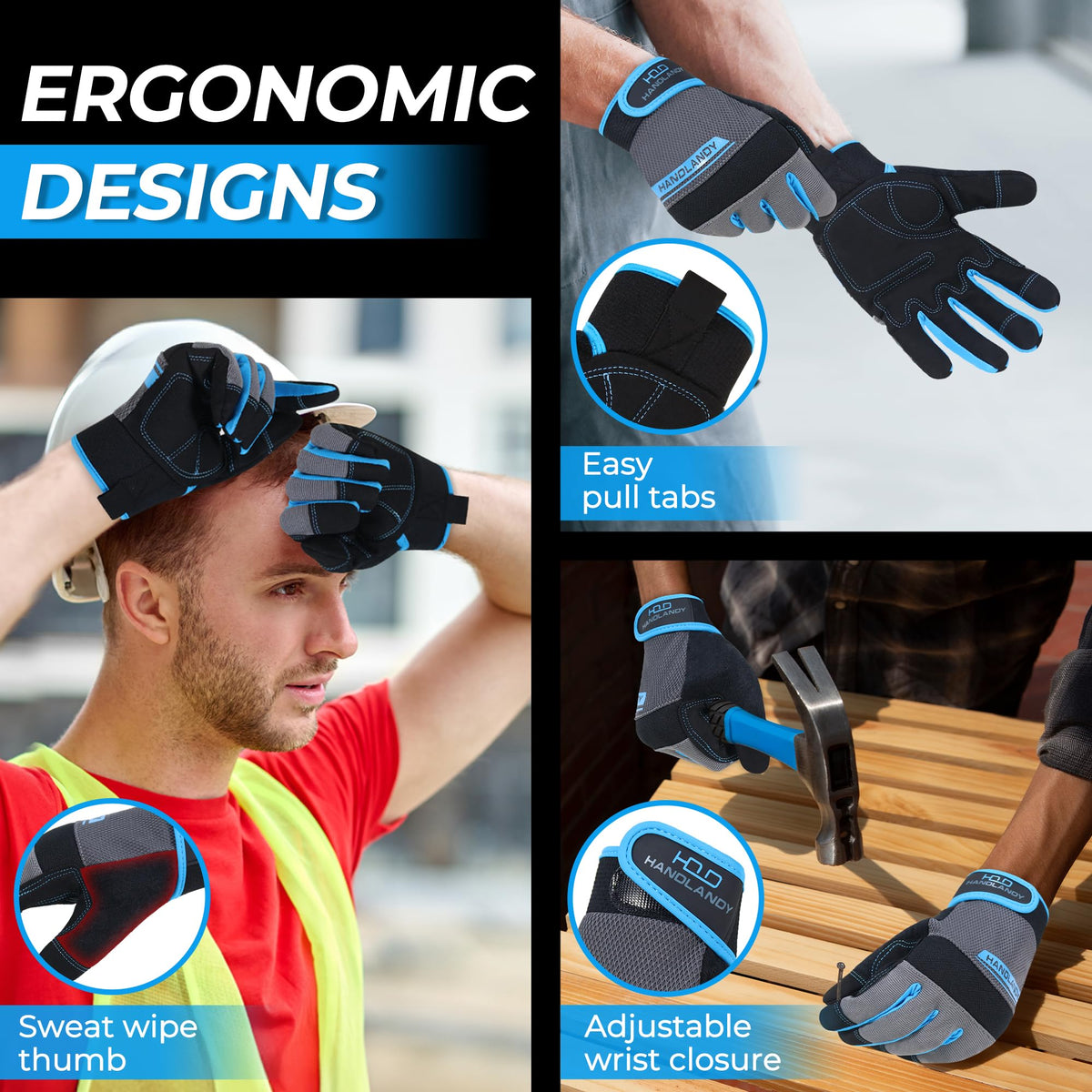 Handlandy gloves with neoprene cuff for secure, snug fit.