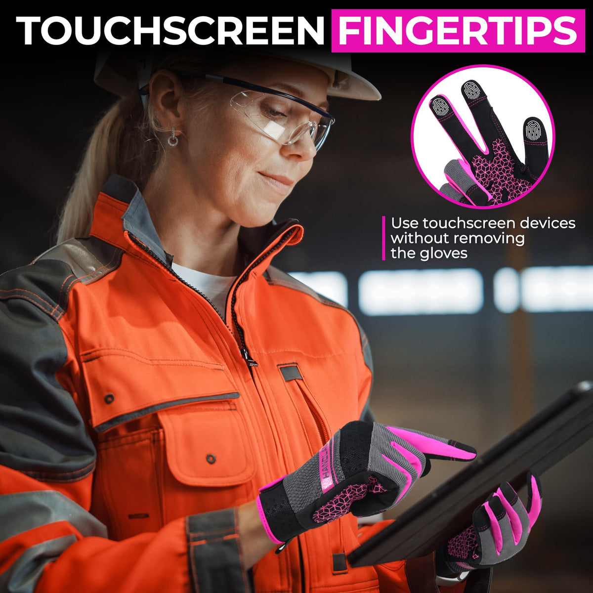 HANDLANDY gloves with non-slip palm for a secure grip on tools.