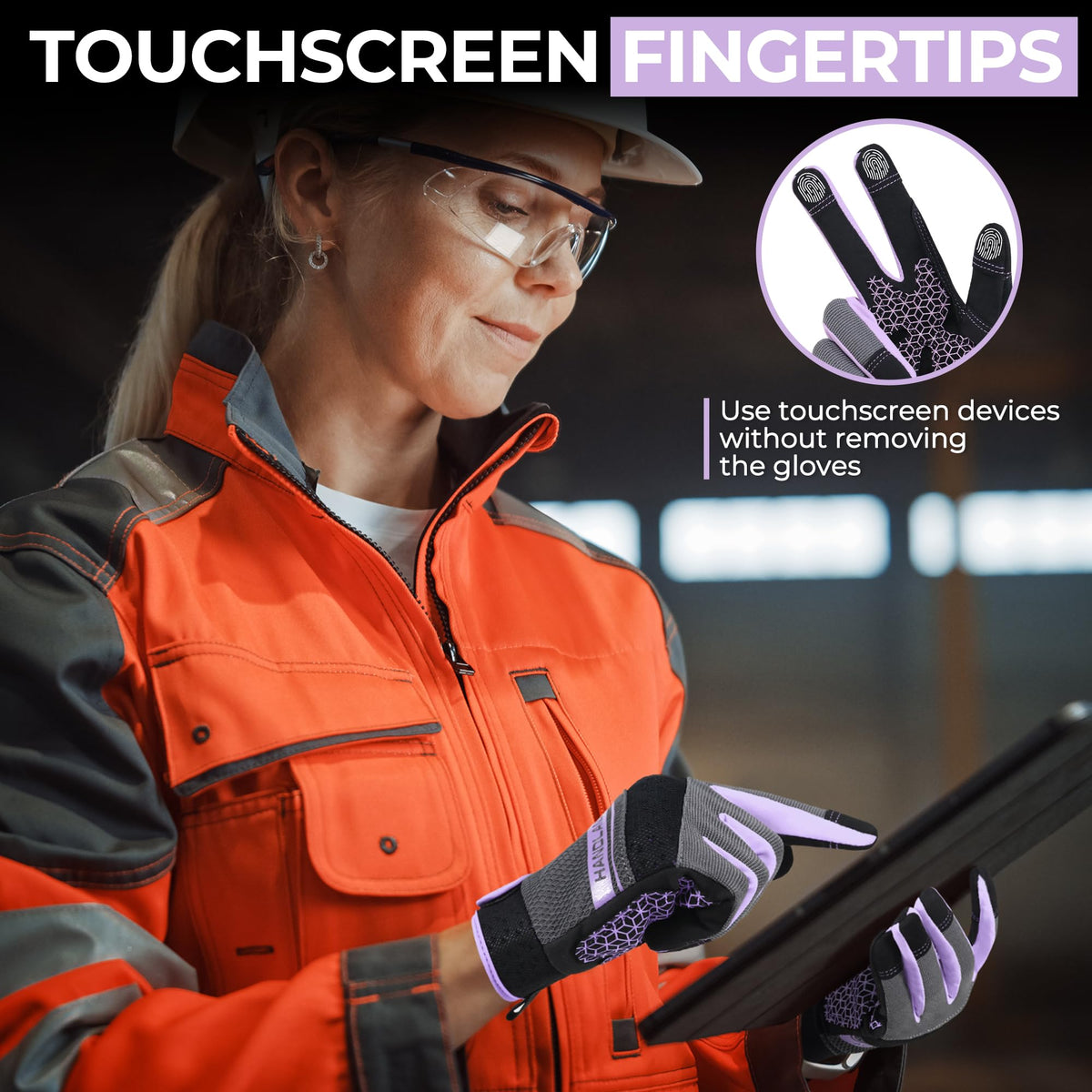 HANDLANDY gloves with non-slip palm for enhanced grip and durability.