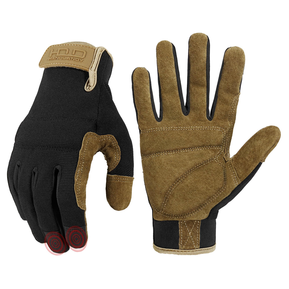 HANDLANDY work gloves palm patch close-up for durable grip during tough tasks