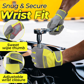 HANDLANDY gloves include a terry thumb to wipe sweat during work.