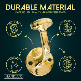 HANDLUX brass wall hook in bathroom setting, towel ready for daily use