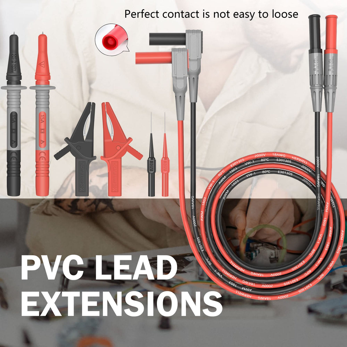 HANDSKIT 4mm alligator clip offering secure connections for hands-free measurements