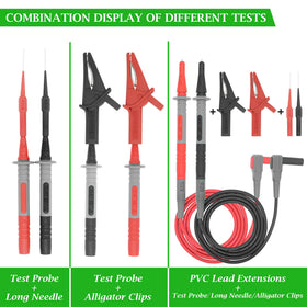 HANDSKIT multimeter-compatible test leads support various connectors for easy setup