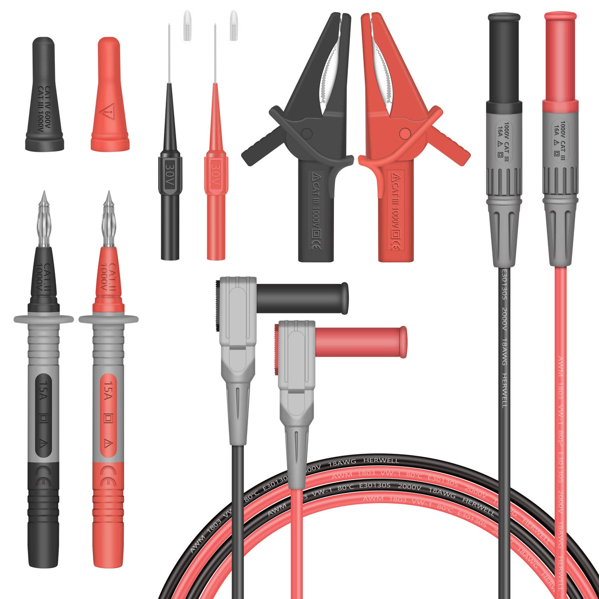 HANDSKIT test leads set with double insulated probes for versatile multimeter testing