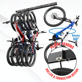 HANDT garage bike rack 51-inch rail saves ceiling space and keeps bikes secure