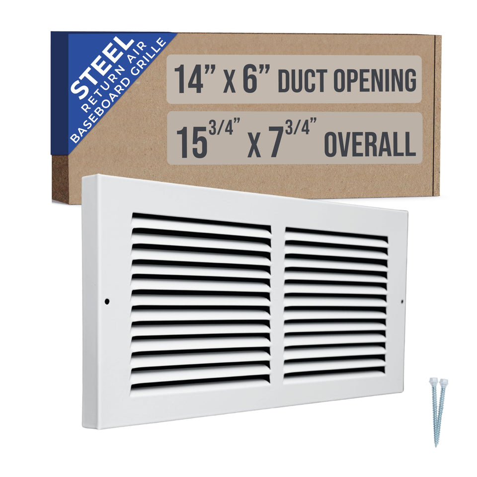 Handua baseboard return air grille for 14x6 opening with precise margin fit.