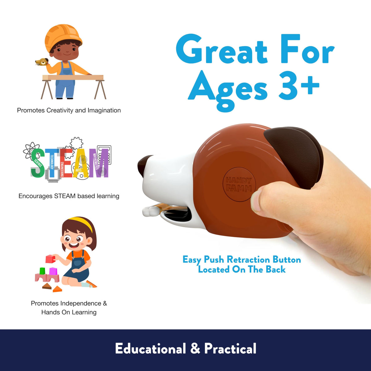 Handy Famm Fido Dog safe design with rounded edges encourages exploration.