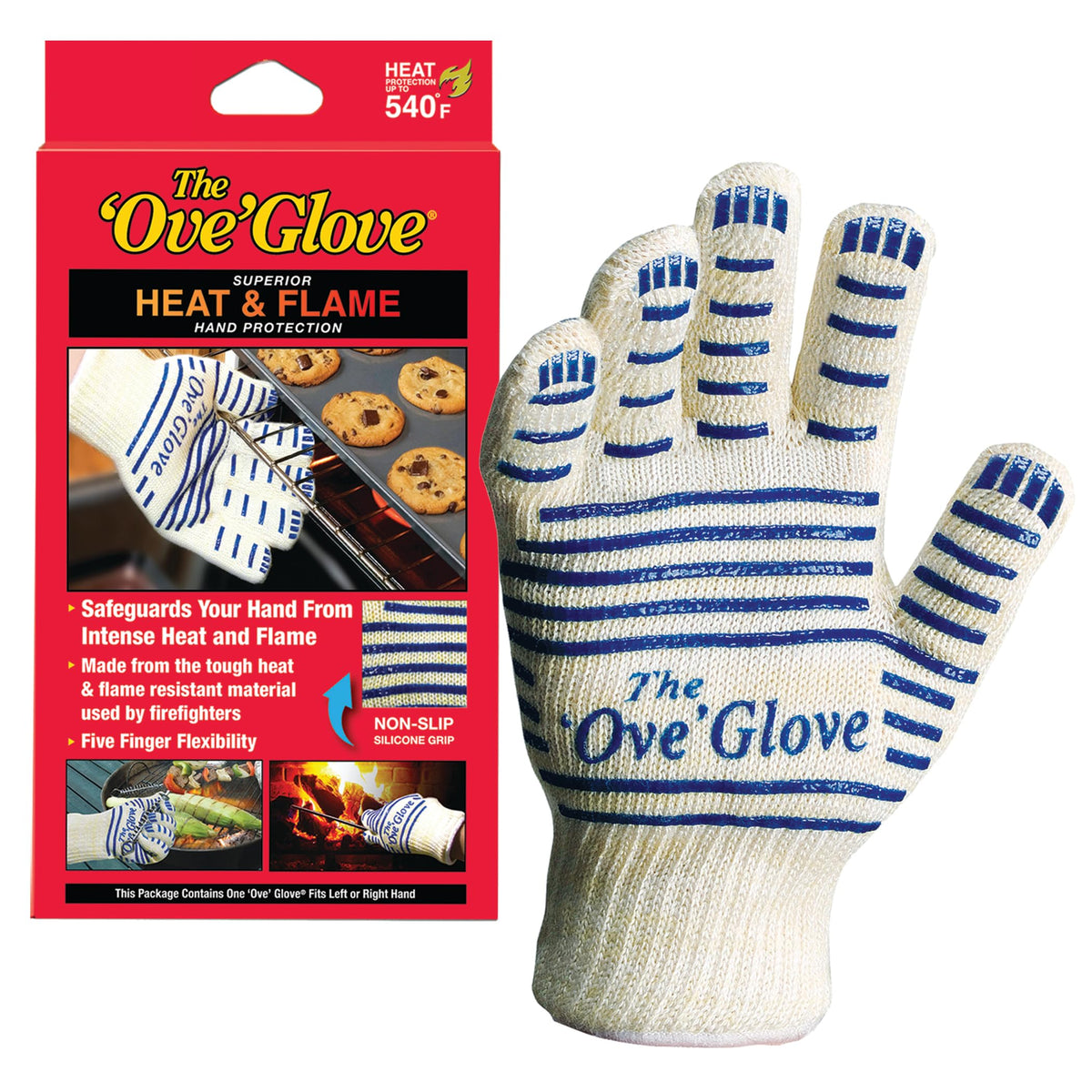Handy Man's Ove Glove interior soft cotton lining offers comfortable grip during cooking.