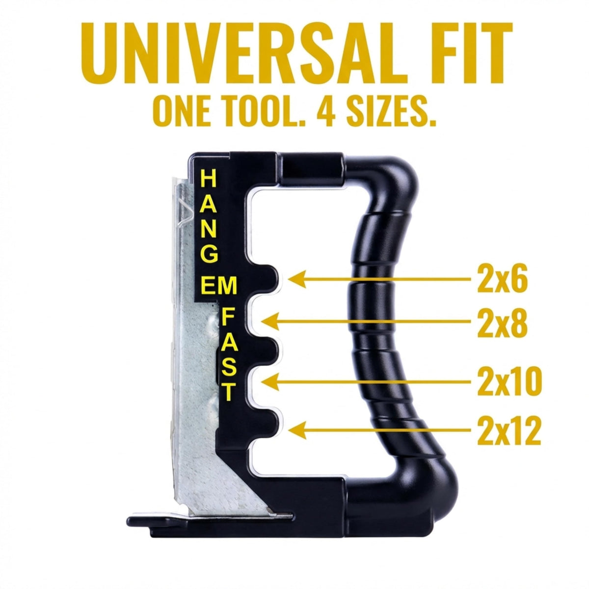 Hang Em Fast joist-hanger-tool-in-kit with guide and pouch for organized deck jobs