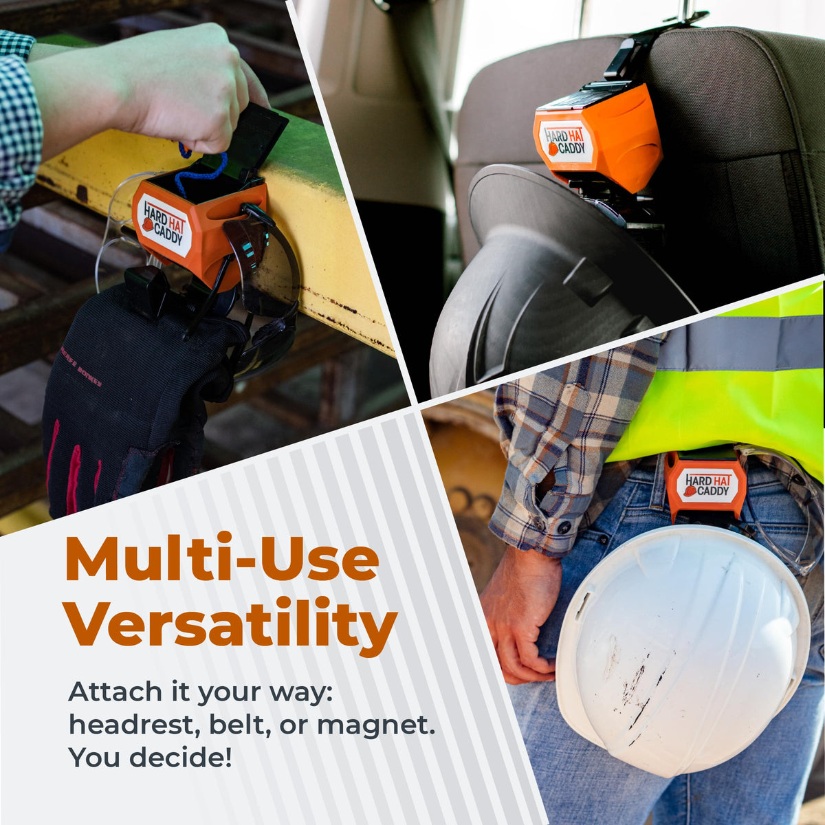 Hangen Hard Hat Caddy glove clip anchors gloves for organized wear.