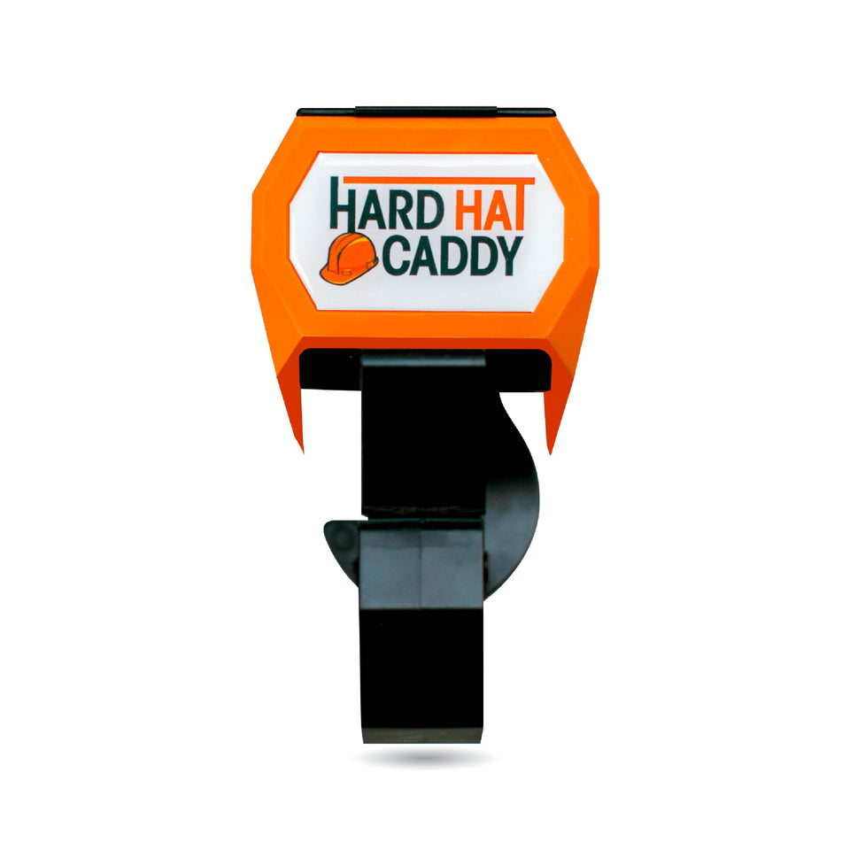 Hangen Hard Hat Caddy magnetic back secures PPE on metal surfaces for quick access.