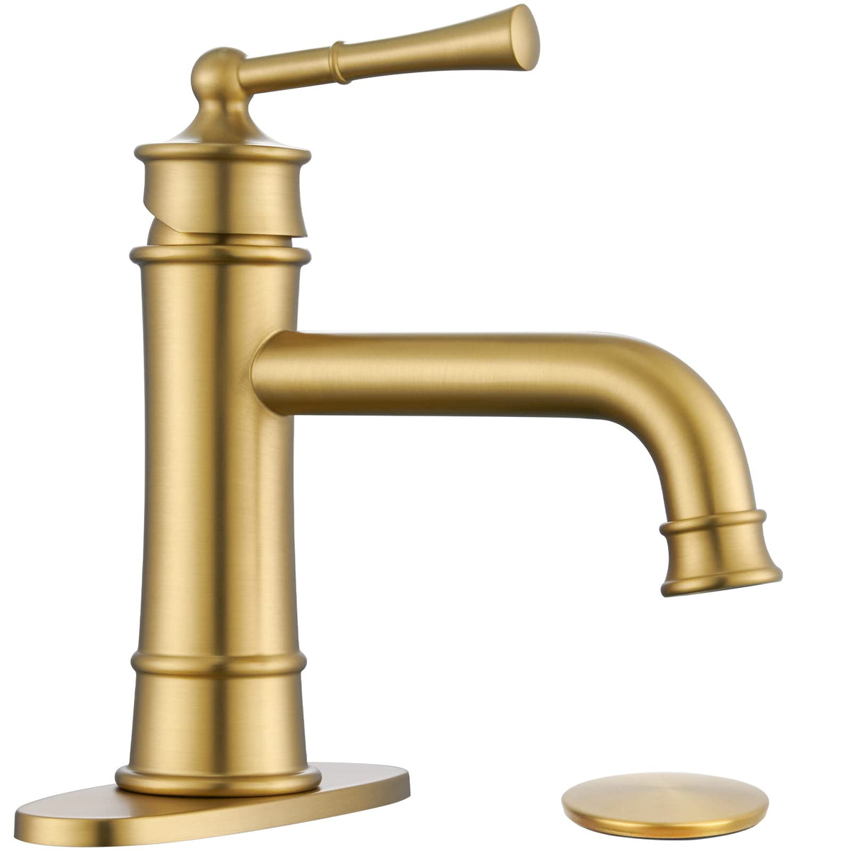 Hangoro L2301-BG brushed brass 1-hole spout view showing modern vanity integration