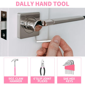 HANGYING hammer-closeup-pink-handle emphasizes a reliable striking tool with a comfortable grip.