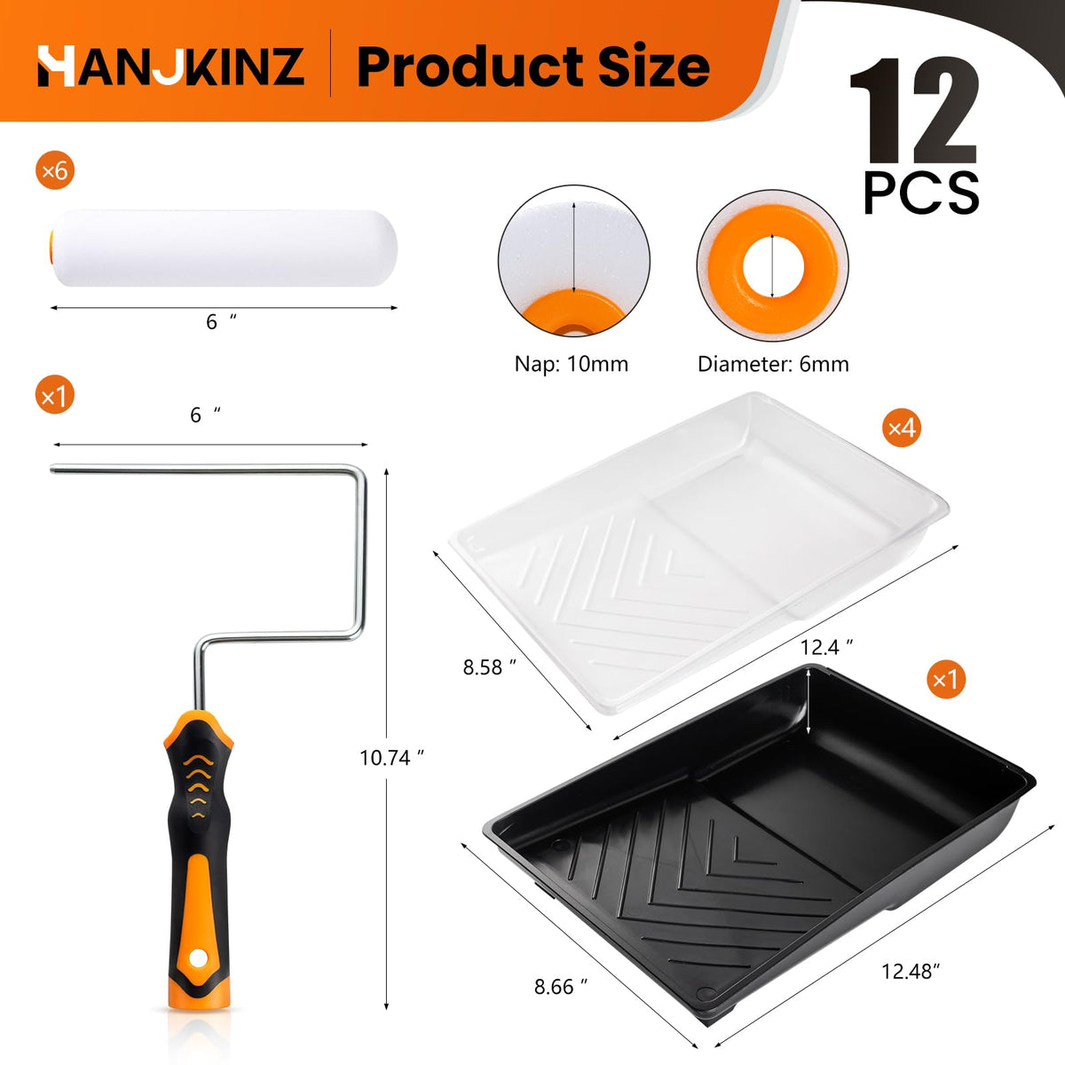 HANJKINZ 6in system fits extension poles for reaching ceilings and cabinets.
