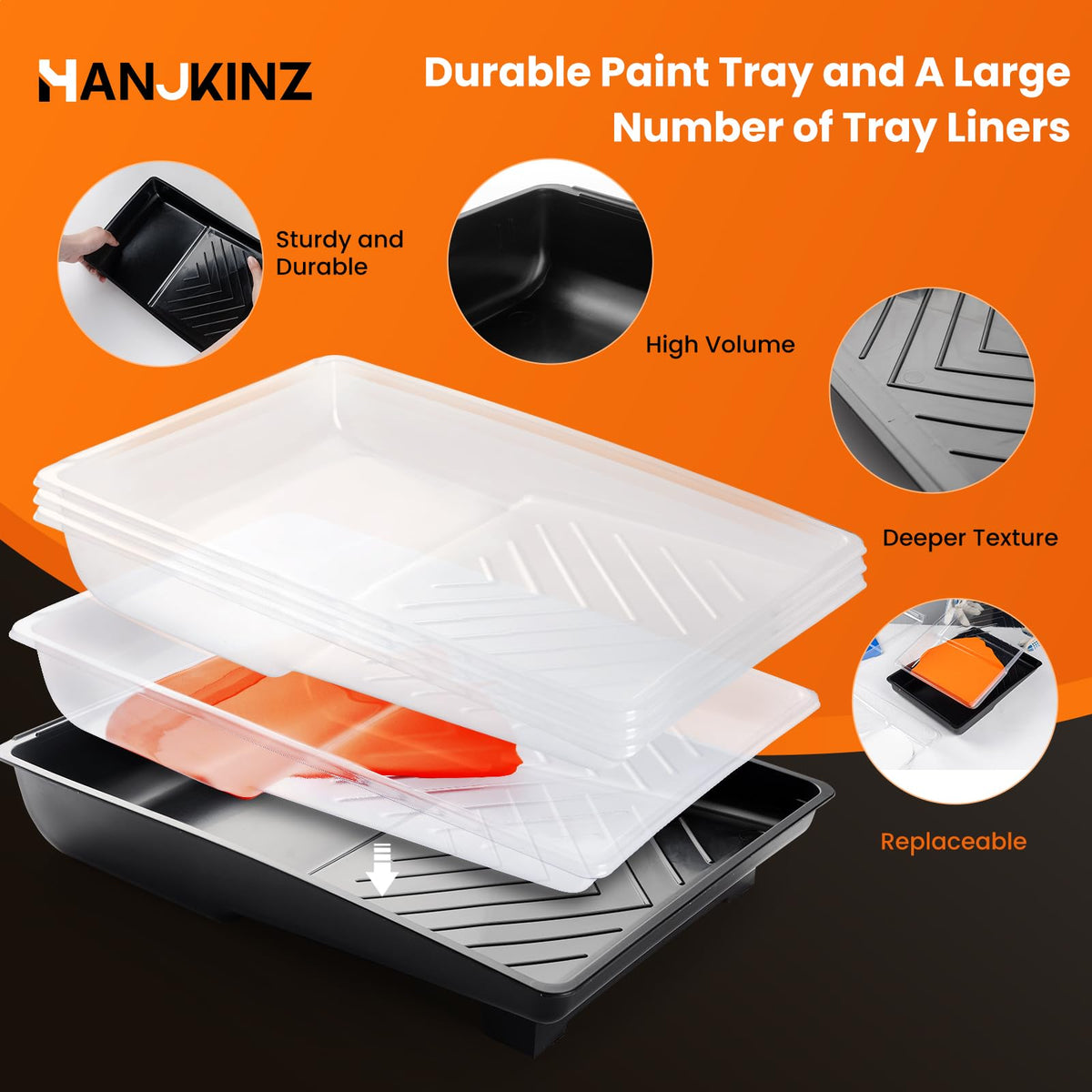 HANJKINZ 6in roller frame provides solid grip and reduces hand fatigue.