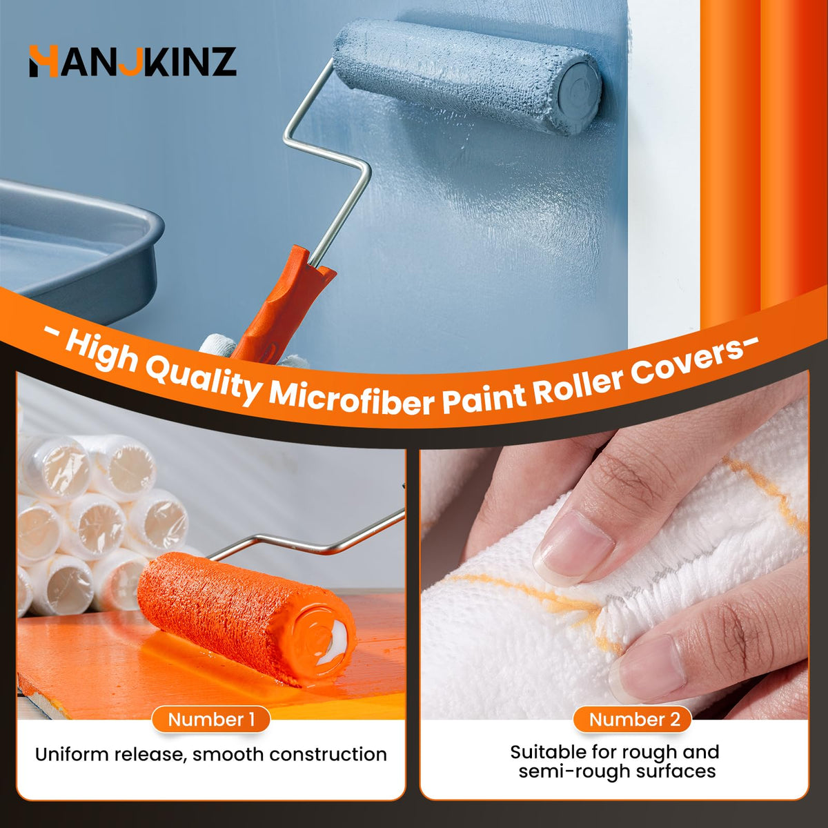 HANJKINZ large 9-inch roller covers larger areas quickly on walls.