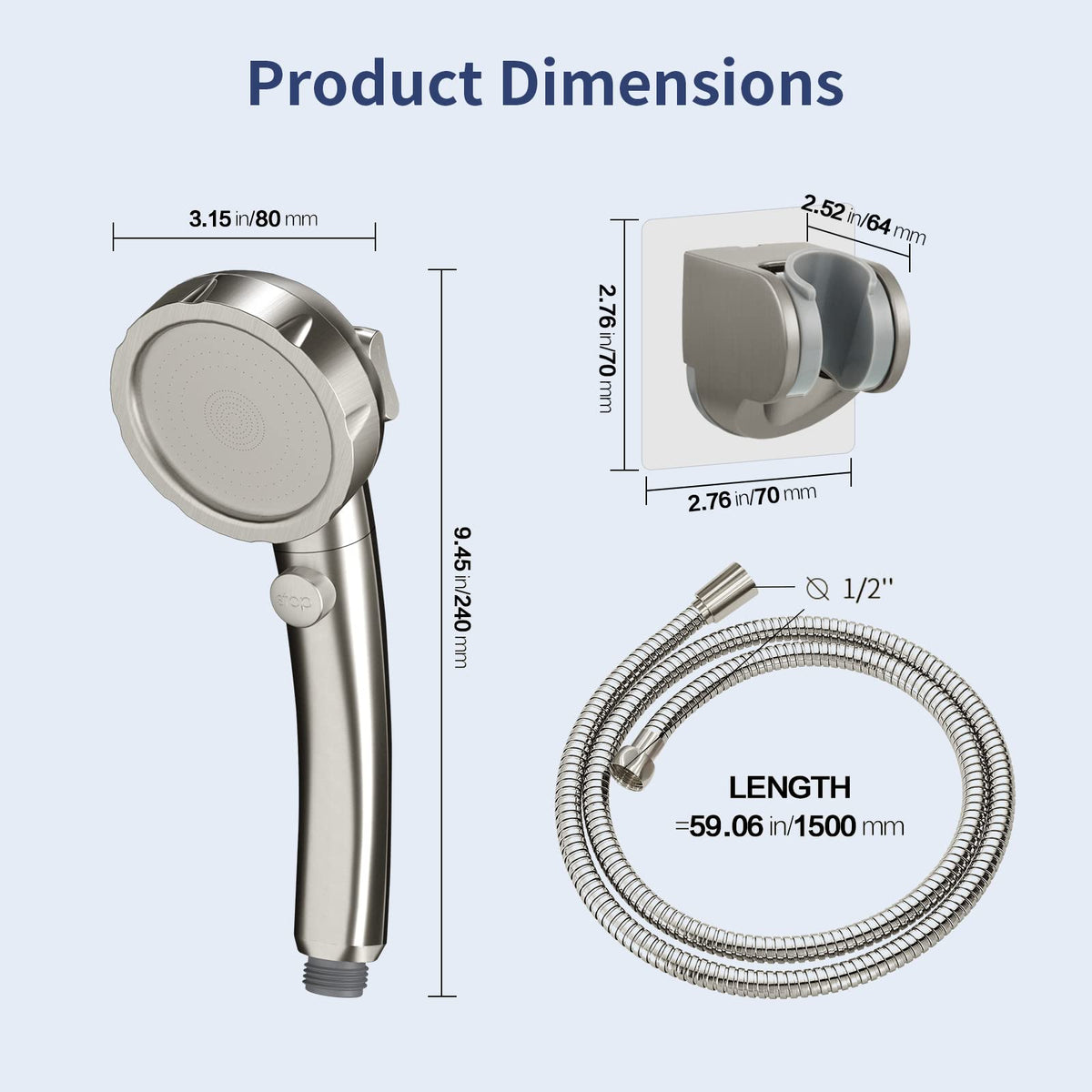 HANLIAN 59-inch hose provides reach and versatility in the bathroom.