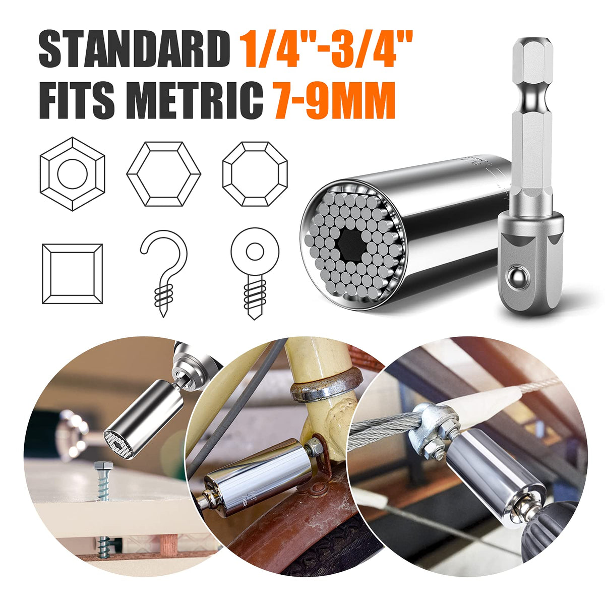 HANPURE 15-piece hex-shank bit collection for drills and screwdrivers