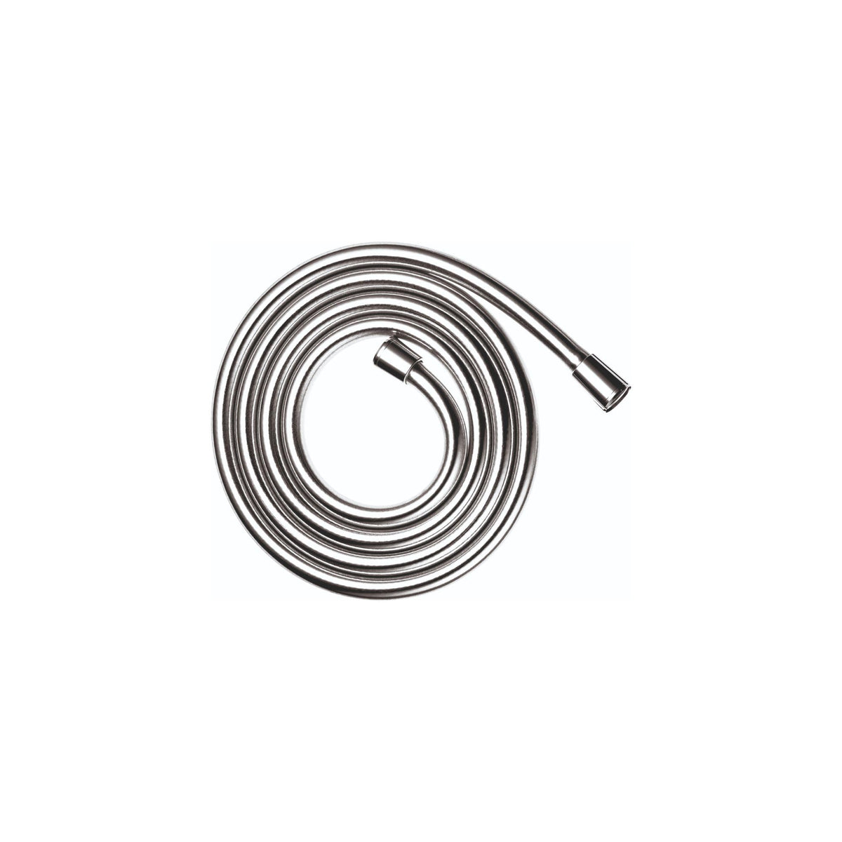 Hansgrohe 63-inch Techniflex chrome hose for flexible shower use.