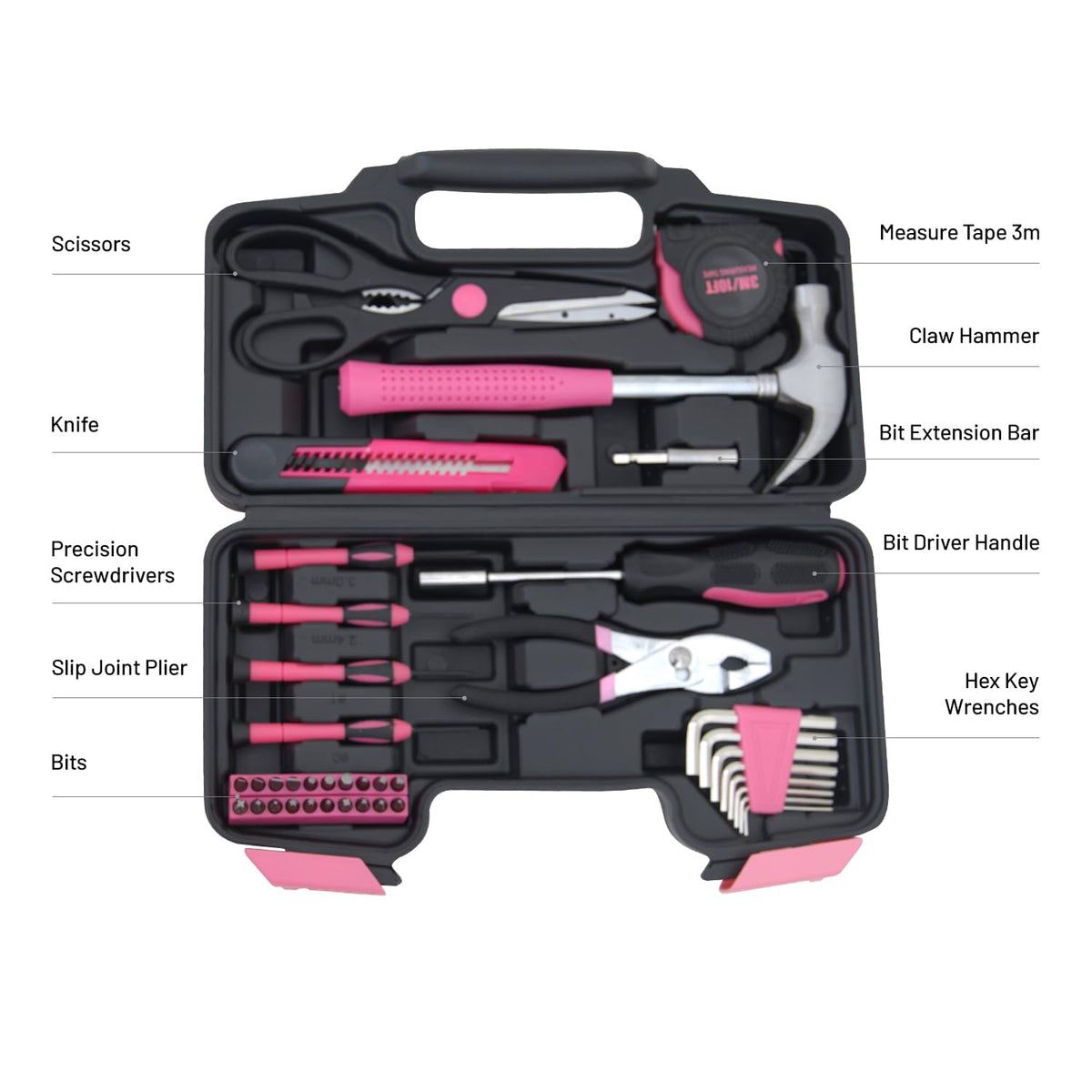 Hantinstom compact toolbox with carrying handle for portable DIY projects