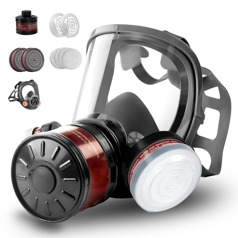 HANUU gas mask with full-face respirator and comfortable silicone seal for extended wear