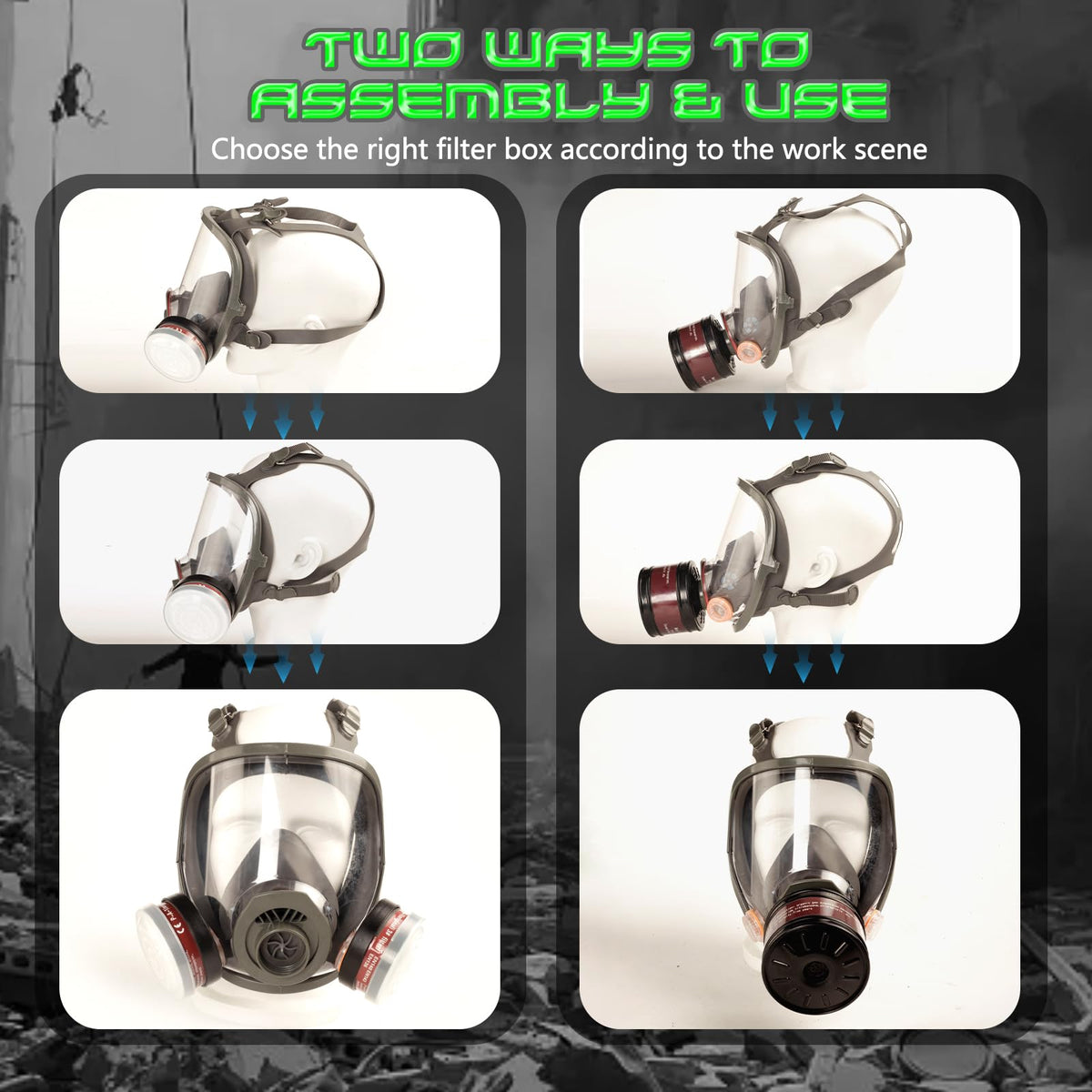 HANUU gas mask used in welding or painting environments for protection