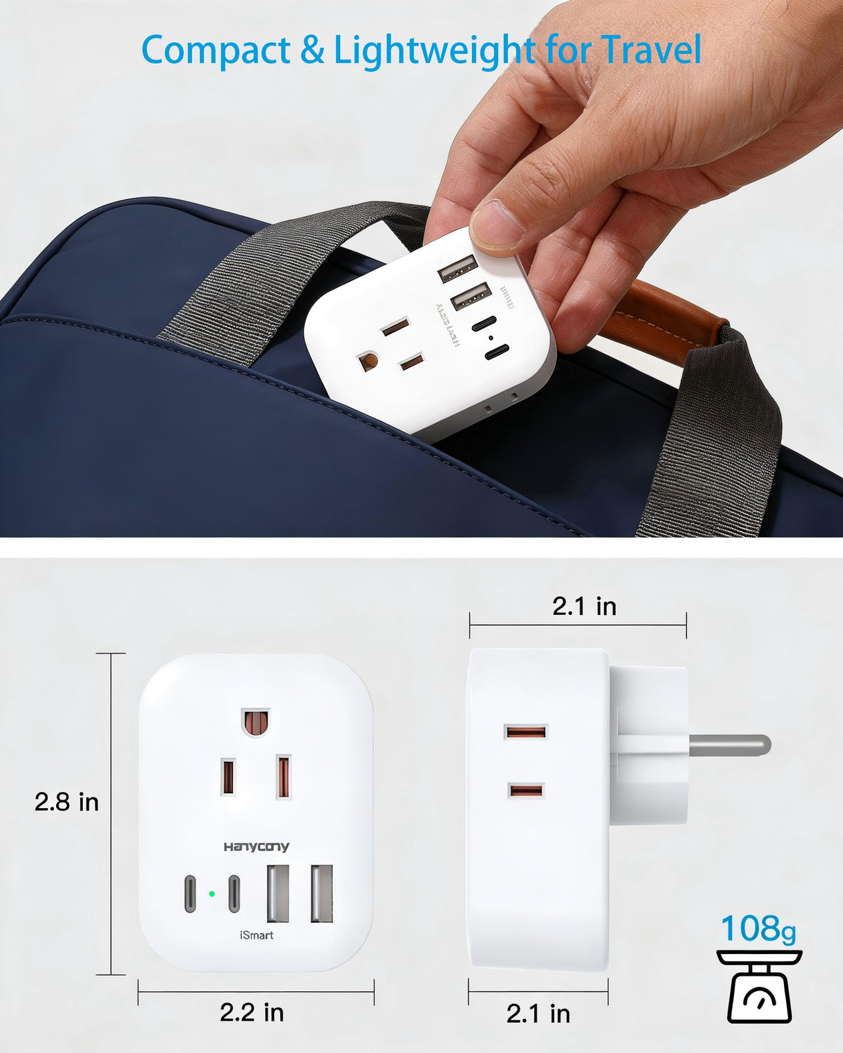 HANYCONY compact portable adapter ideal for travel