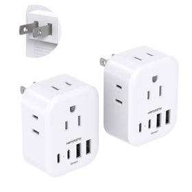 HANYCONY 8-in-1 US to Japan plug adapter with 4 outlets for versatile travel.