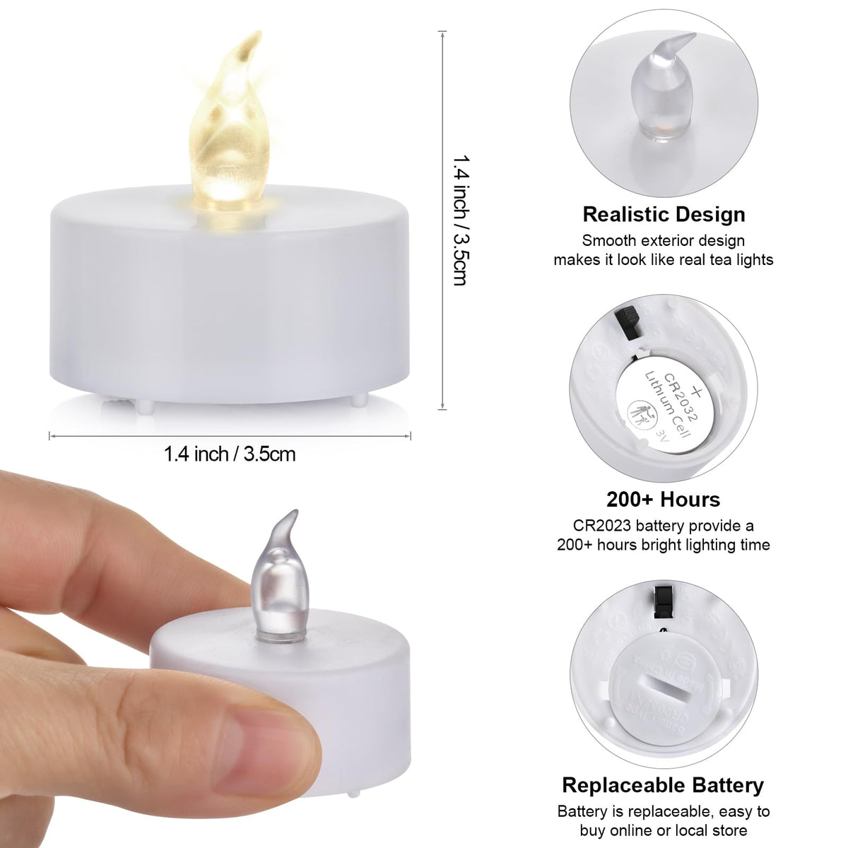 Hanzim compact 1.4 inch tea lights fit most votive holders