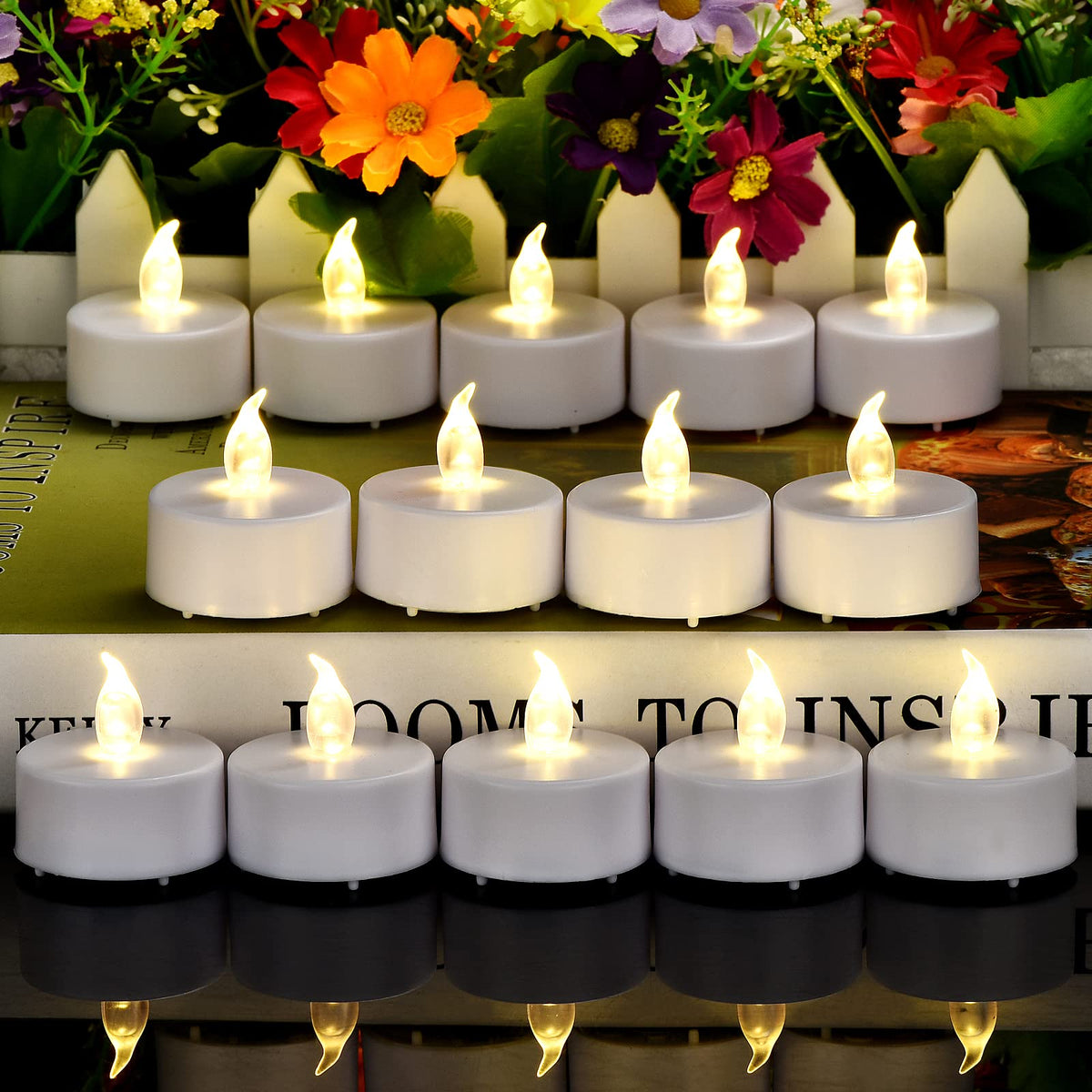 Hanzim flameless LED tea light with warm white glow for events