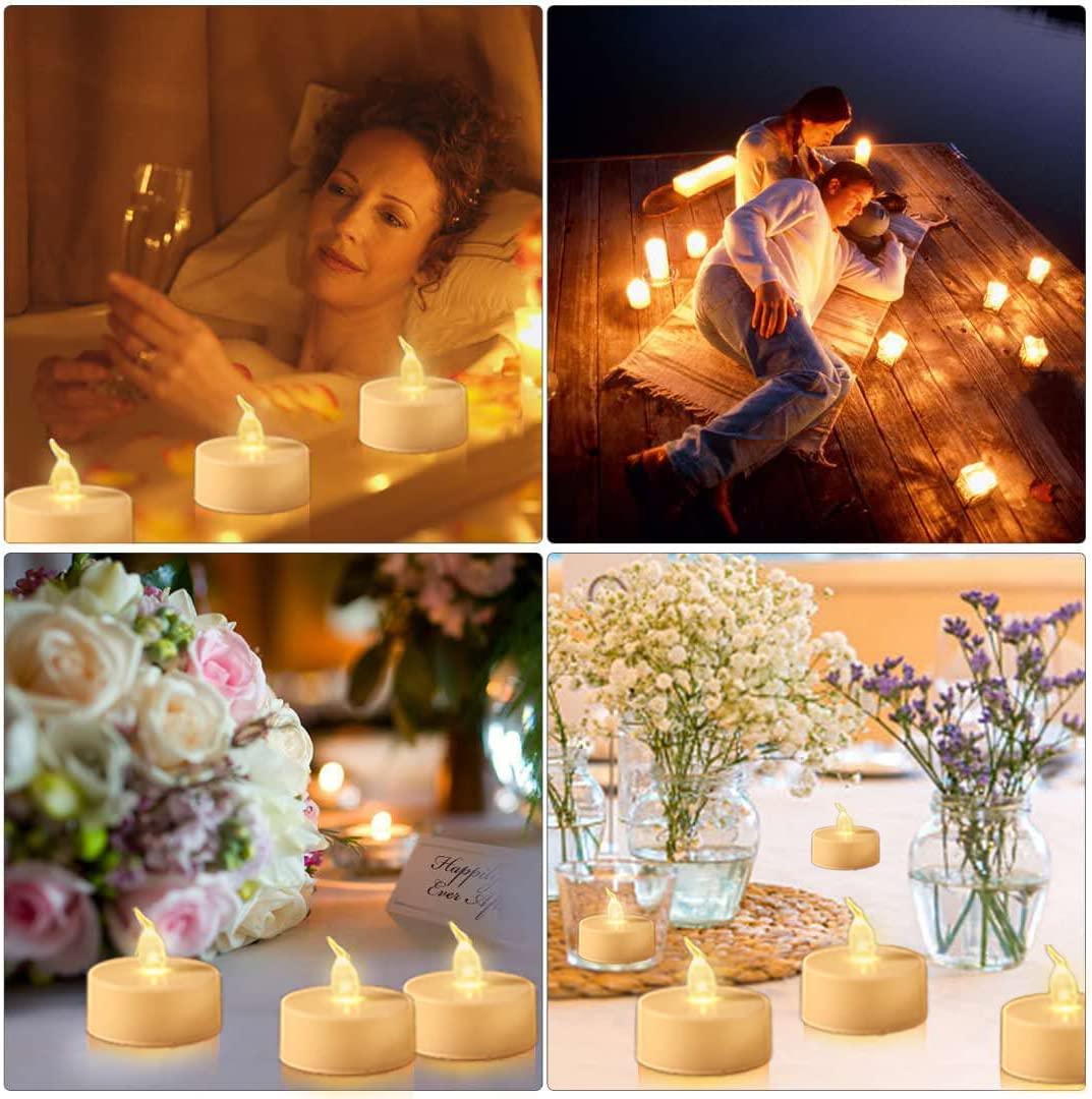 Hanzim LED tea lights simulate real candlelight without wax mess.