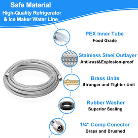 HAOCHEN ice maker hose with brass fittings enabling quick, secure connections.