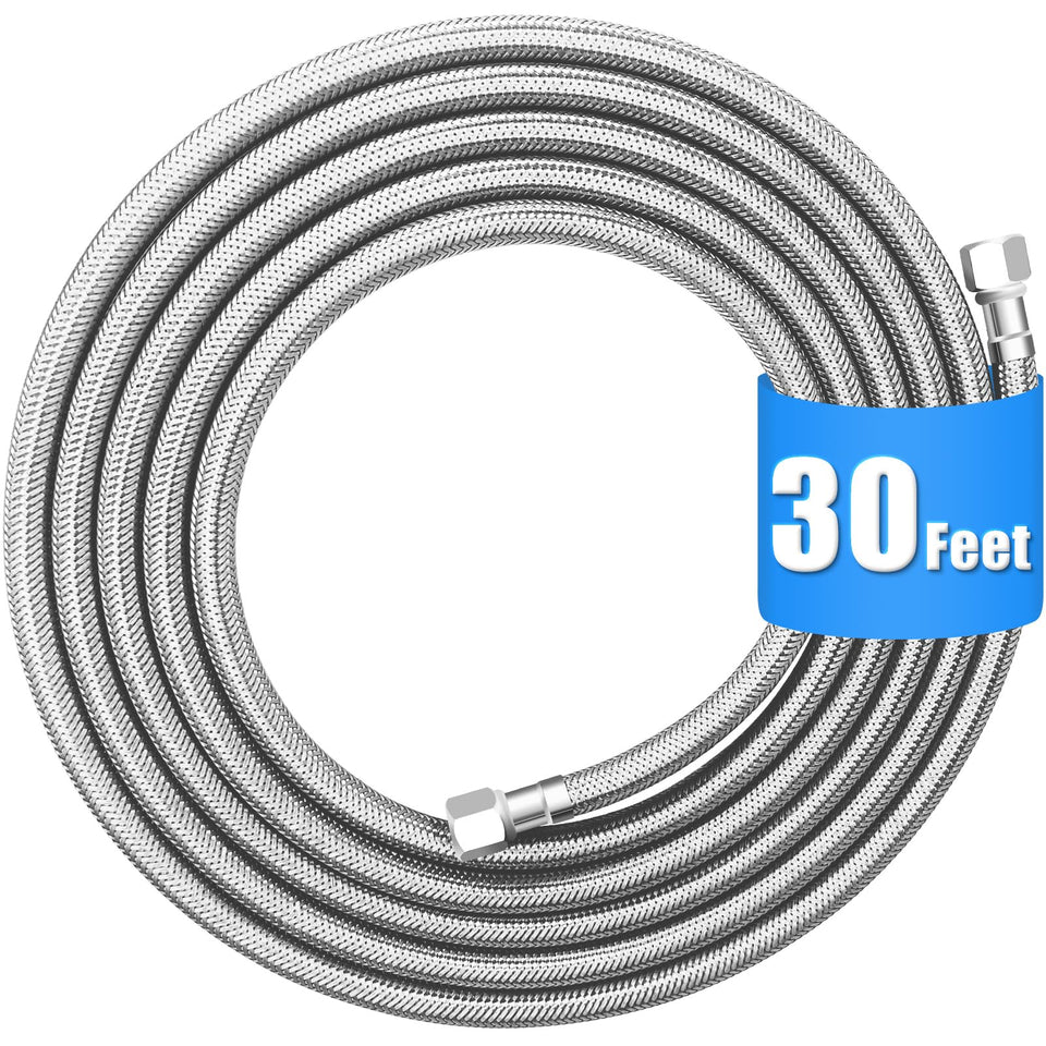 HAOCHEN refrigerator water line with 30ft stainless braided exterior for leak-resistant cooling.