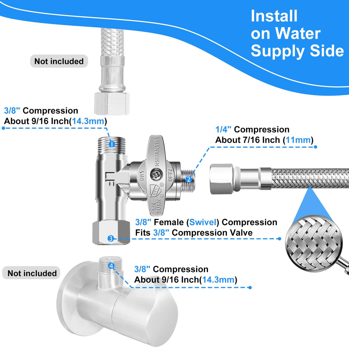 HAOCHEN tee stop valve assembly enables easy water line branching.