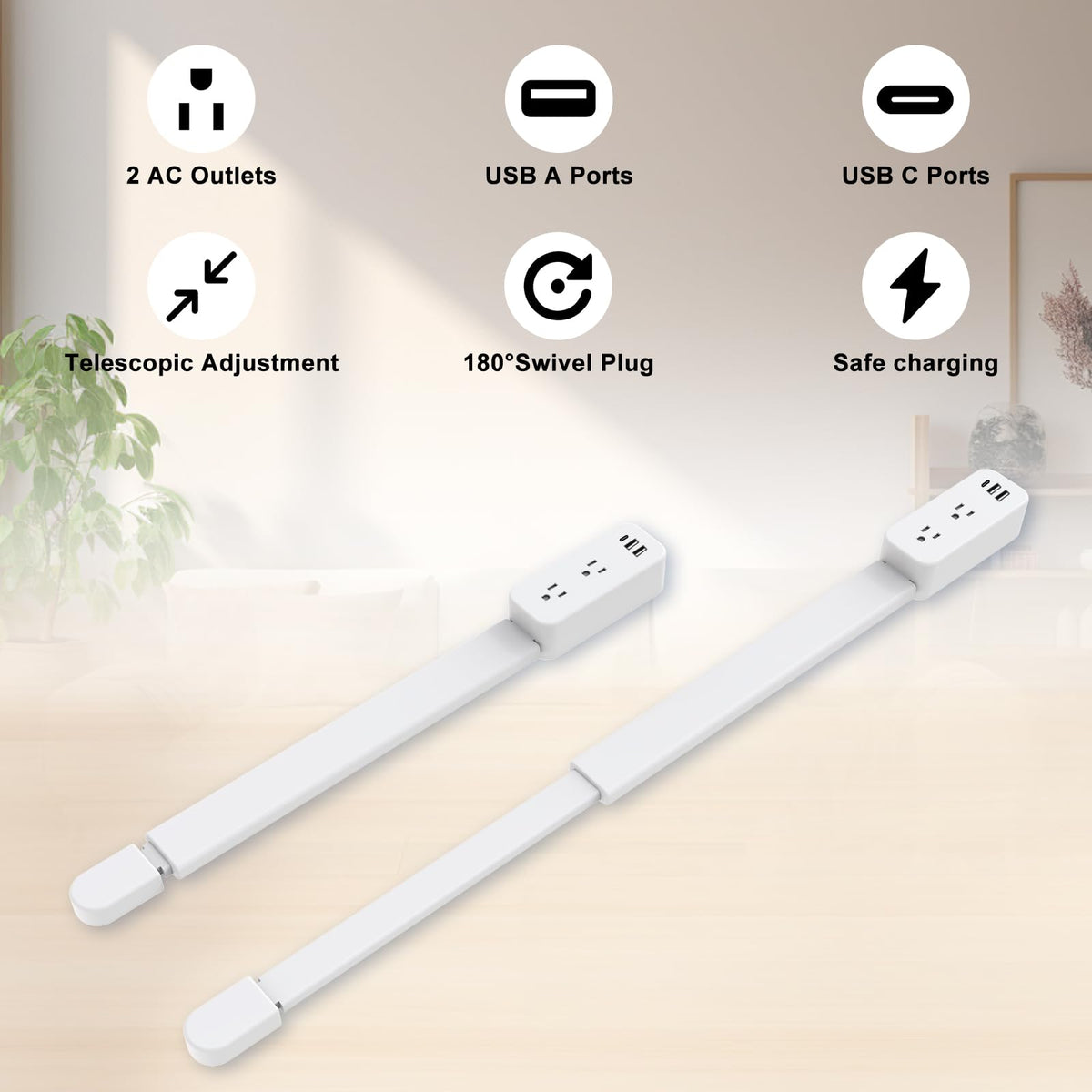Haodsso Outlet Extender rotating base allows vertical or horizontal placement