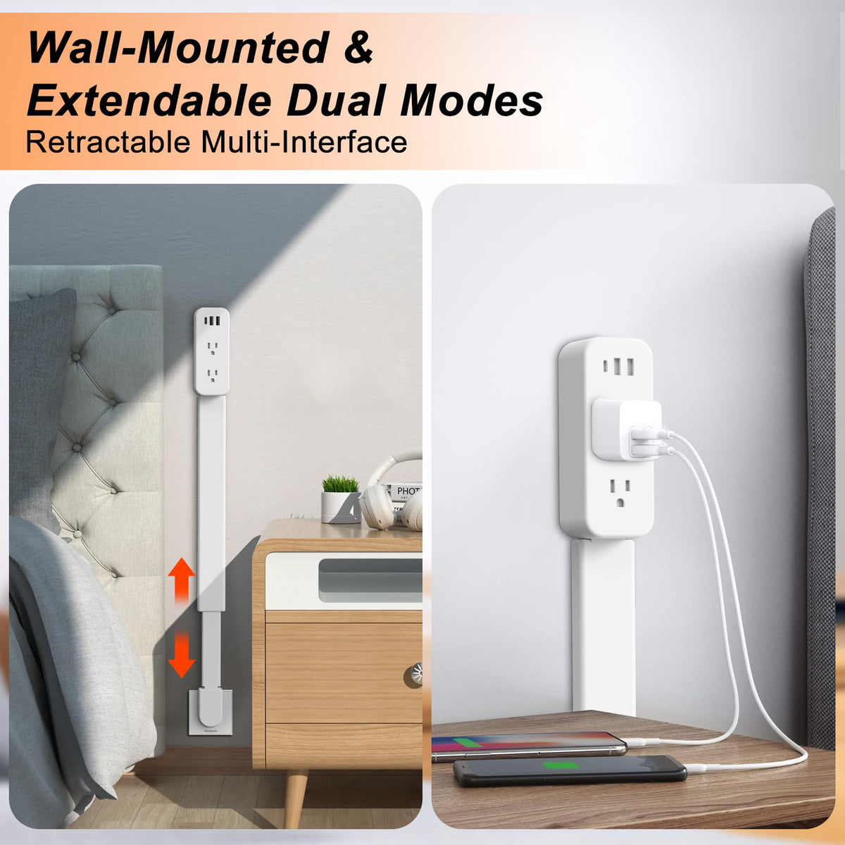 Haodsso Outlet Extender provides two AC outlets for multiple devices