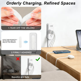 Haodsso Outlet Extender USB ports support USB-A and USB-C for multiple devices
