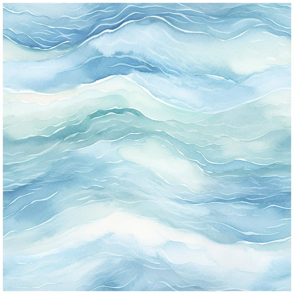 HAOKHOME coastal wallpaper wave blue roll — easy removal, bathroom accent