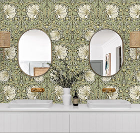 HAOKHOME damask pattern wallpaper inspired by William Morris for timeless appeal