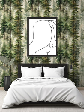 HAOKHOME green mist forest pattern creates a calming focal wall.
