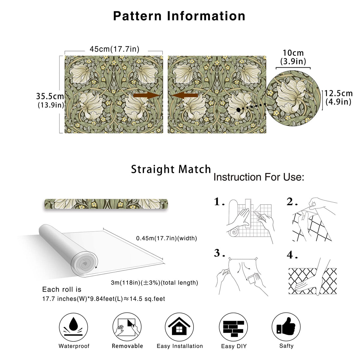 HAOKHOME kitchen backsplash wallpaper option for stylish, washable surfaces