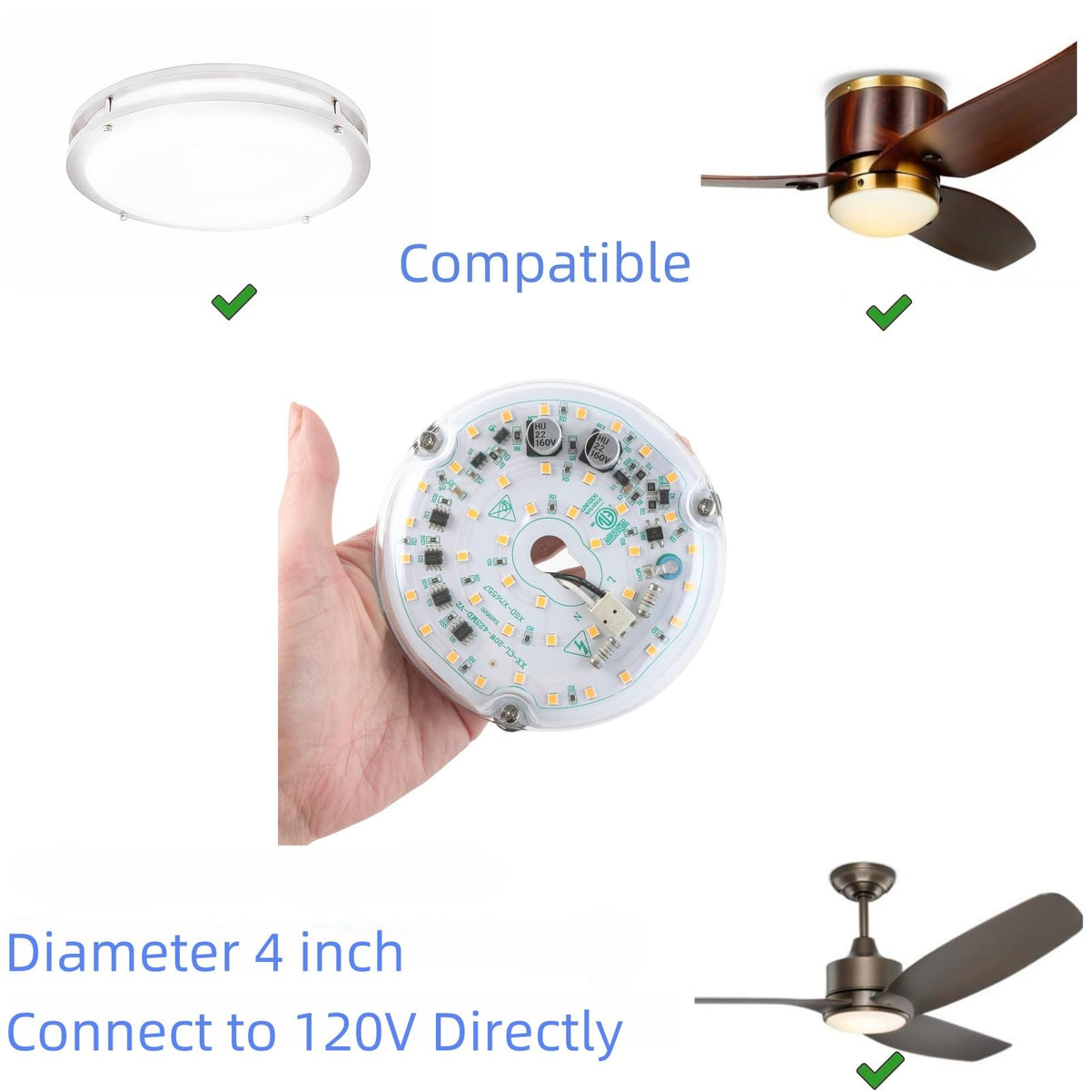 HAOLEDI ceiling fan light installed delivering flicker-free illumination.