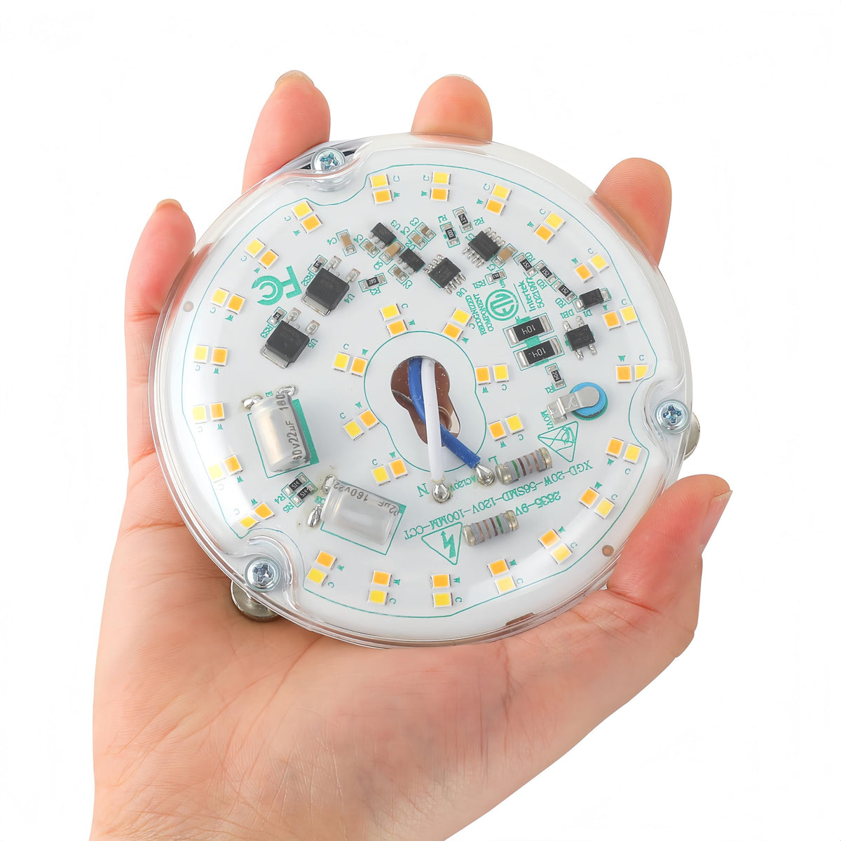 HAOLEDI LED ceiling light displaying three color temperatures for versatility.