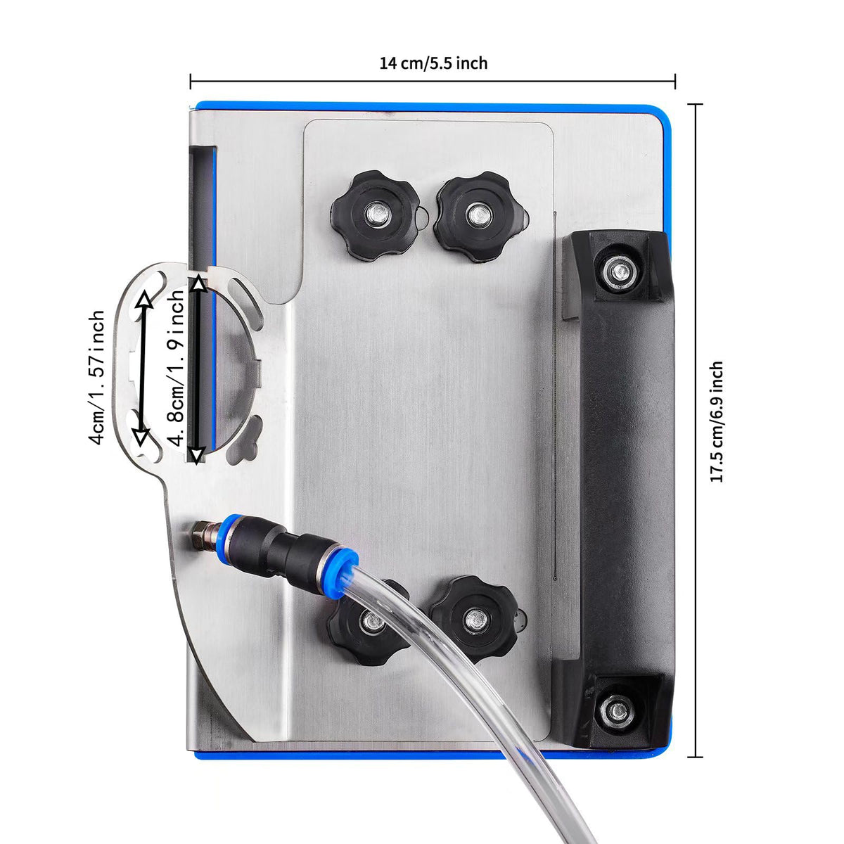 HAORESULT angle grinder stand stabilizing bevel cuts on tiles.