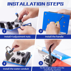 HAORESULT water hose aiding cooling and debris removal during chamfering.