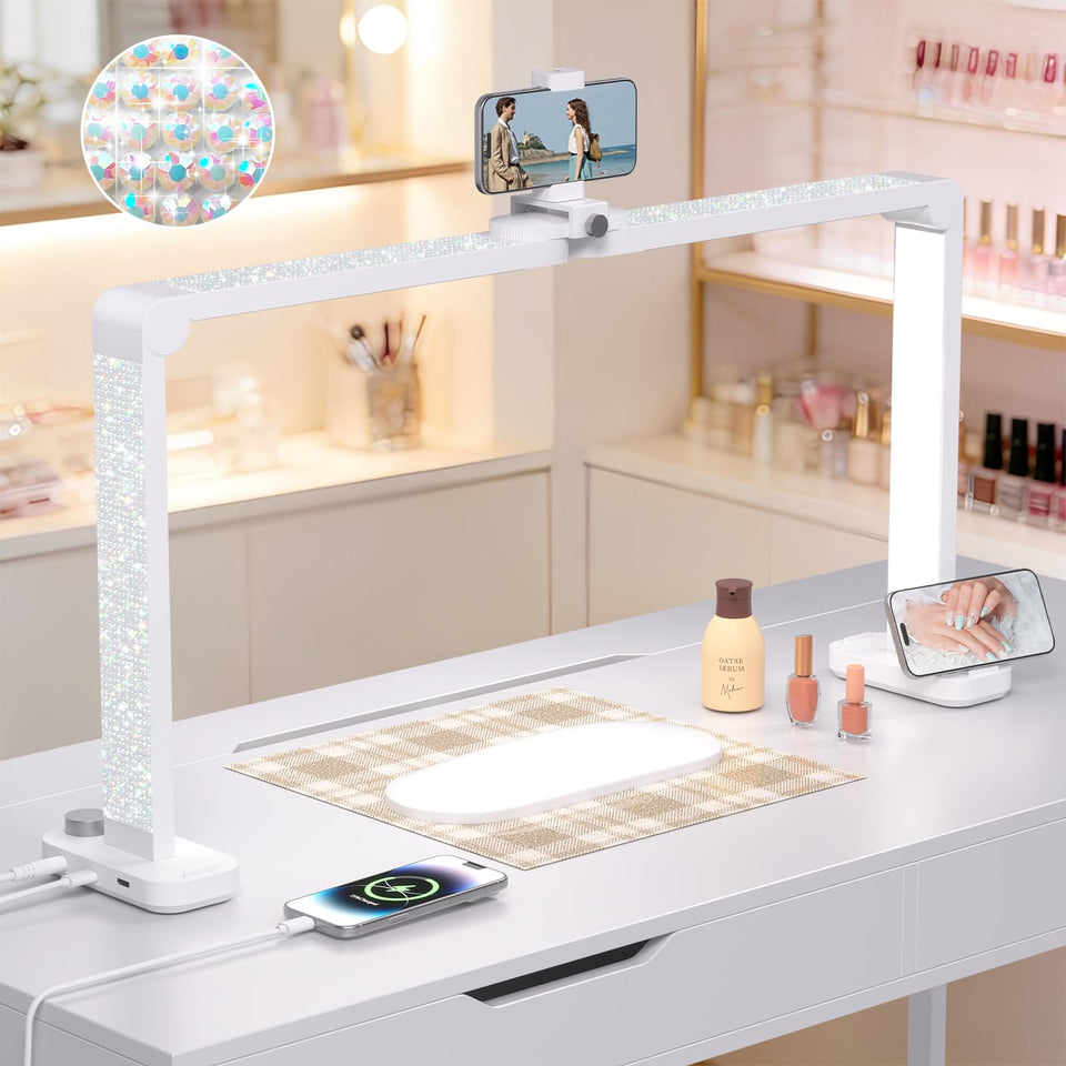 Haosegd Half Moon Light nail desk with broad illumination for precise manicures
