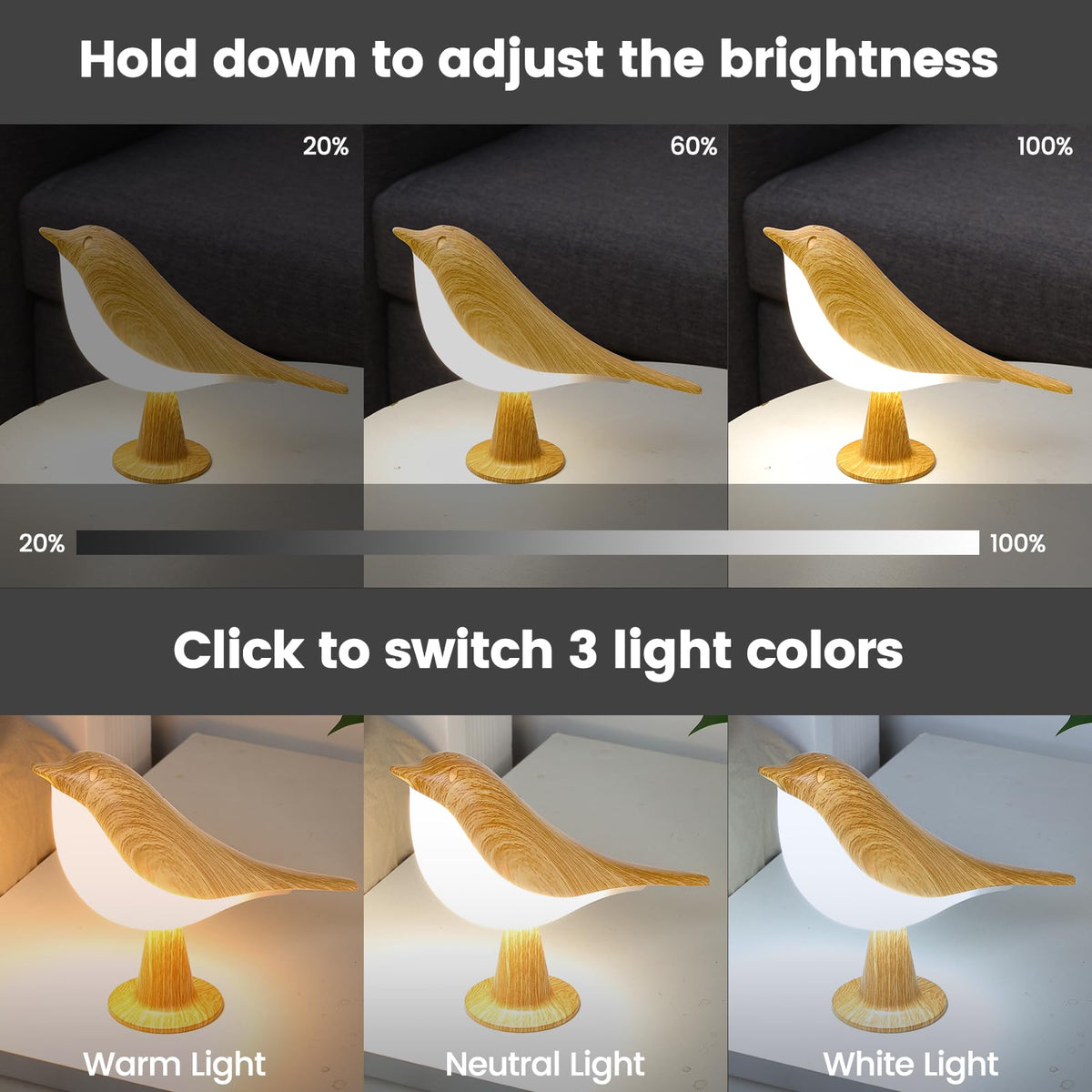 Haotao bird table lamp featuring a soft glow for cozy evenings.